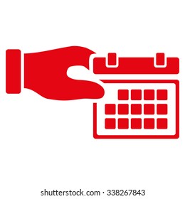 Appointment Properties vector icon. Style is flat symbol, red color, rounded angles, white background.