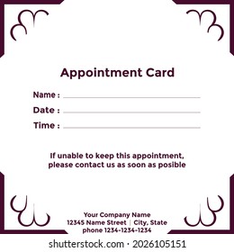 Appointment Reminder Card Professional Concept Design