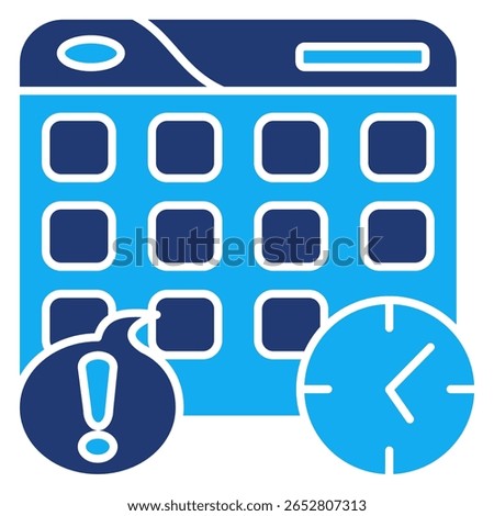 Appointment reminder icon represented by calendar,clock,marker Dualtone style.