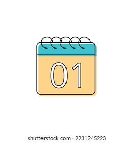 Appointment schedule scheduled on day 01 vectorized line icon.