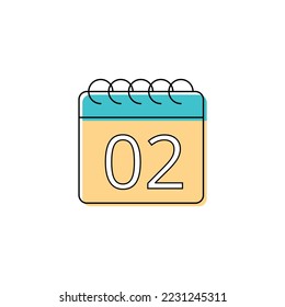 Appointment schedule scheduled on day 02 vectorized line icon.