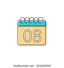 Appointment schedule scheduled on day 08 vectorized line icon.