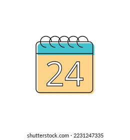 Appointment schedule scheduled on day 24 vectorized line icon.