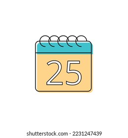 Appointment schedule scheduled on day 25 vectorized line icon.