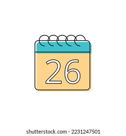 Appointment schedule scheduled on day 26 vectorized line icon.