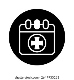Ícone de conceito médico de agendamento de compromissos representando um calendário para serviços de saúde e lembretes de consulta vetor