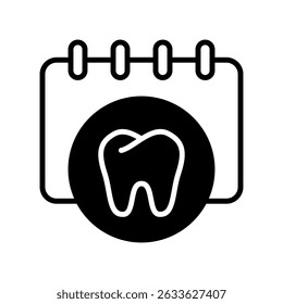 Appointment Vector Icon for Dental and Medical Scheduling. Calendar with tooth illustration, healthcare planning design, clinic visit concept