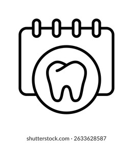 Appointment Vector Icon for Dental and Medical Scheduling. Calendar with tooth illustration, healthcare planning design, clinic visit concept