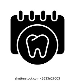 Appointment Vector Icon for Dental and Medical Scheduling. Calendar with tooth illustration, healthcare planning design, clinic visit concept