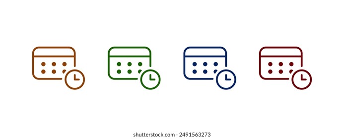 Appointment vector icon illustration set. calendar icon in different color design.