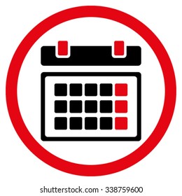 Appointment vector icon. Style is bicolor flat rounded symbol, intensive red and black colors, rounded angles, white background.