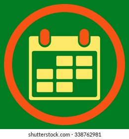 Appointment vector icon. Style is bicolor flat rounded symbol, orange and yellow colors, rounded angles, green background.