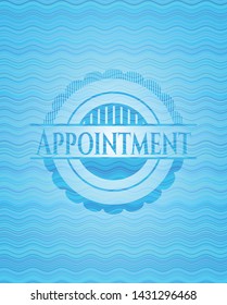 Appointment water wave representation style badge. Vector Illustration. Detailed.