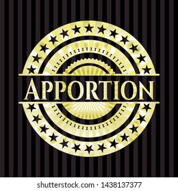 Apportion gold badge. Vector Illustration. Detailed.