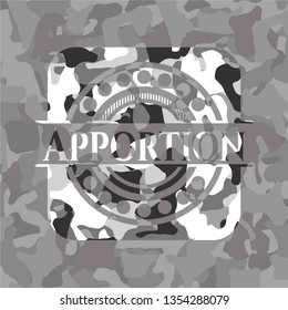 Apportion on grey camouflaged texture