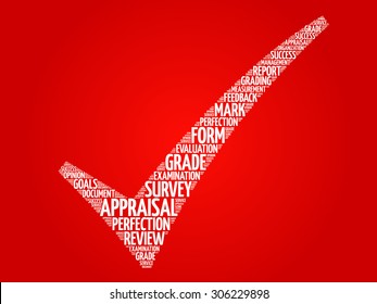 Appraisal check mark, vector business concept words cloud