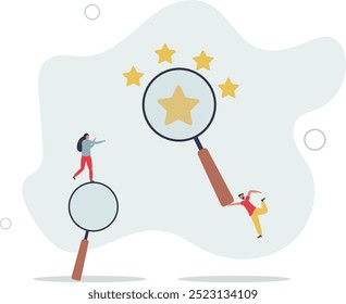 Appraisal, evaluate or assessment for quality or value, property or real estate rating evaluation,flat design with people.