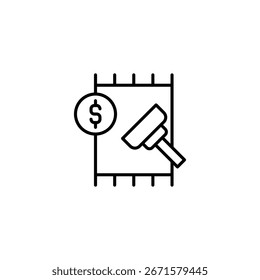 Icono De Valoración Que Representa La Valoración De Elementos Con Signo Monetario Y Mazo