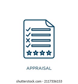 appraisal icon. Thin linear appraisal outline icon isolated on white background. Line vector appraisal sign, symbol for web and mobile