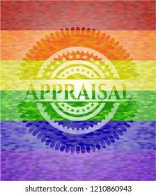 Appraisal on mosaic background with the colors of the LGBT flag