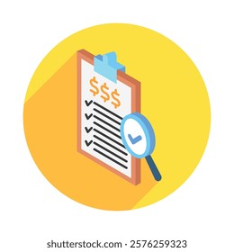 Appraisal rounded isometric 3D. use for modern concept, print, UI, UX kit, web and app development. Vector EPS 10, related to education, business, finance, investment.