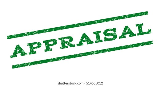 Appraisal watermark stamp. Text caption between parallel lines with grunge design style. Rubber seal stamp with dirty texture. Vector green color ink imprint on a white background.