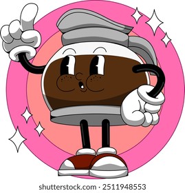Appraise Coffee Character Illustration Vintage and Retro Style