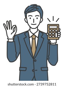 Appraiser Showing OK Sign with Calculator High Price Buyback Illustration