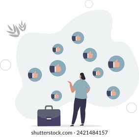 Appreciate or acknowledge coworker, respect or honor for great people, admiration or thank you, gratitude concept,flat vector illustration.