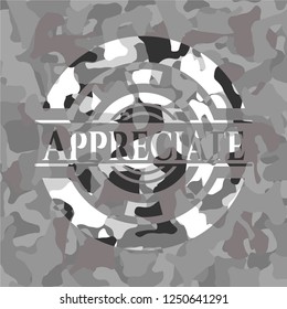 Appreciate on grey camouflaged pattern