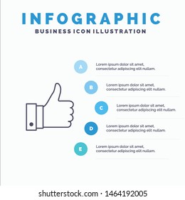 Appreciate, Remarks, Good, Like Line icon with 5 steps presentation infographics Background. Vector Icon Template background