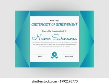 Appreciation and achievement certificate design. Creative modern certificate template design. Diploma award certificate design.