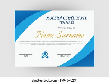 Diseño de certificados de reconocimiento y logro. Diseño creativo de plantillas de certificado modernas. Diseño del certificado de diploma.