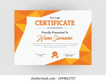 Appreciation and achievement certificate design. Creative modern certificate template design. Diploma award certificate design.