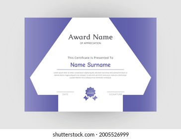 Appreciation and achievement certificate design. Creative modern certificate template design. Diploma award certificate design.