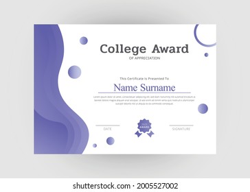 Diseño de certificados de reconocimiento y logro. Diseño creativo de plantillas de certificado modernas. Diseño del certificado de diploma.