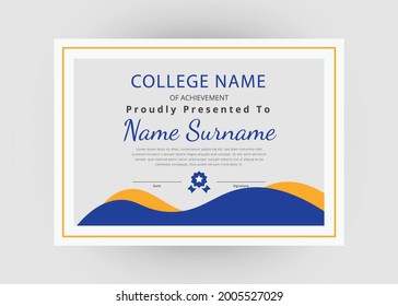 Appreciation and achievement certificate design. Creative modern certificate template design. Diploma award certificate design.