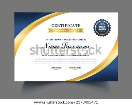 Appreciation and achievement certificate design. Creative modern certificate template design. Diploma award certificate design.