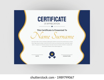 Appreciation and achievement certificate design. Certificate of appreciation template. Modern creative abstract template.