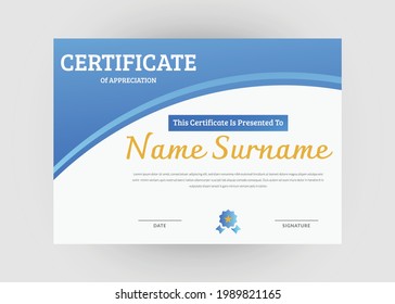 Appreciation and achievement certificate design. Certificate of appreciation template. Modern creative abstract certificate template.