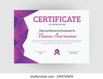 Diseño de certificados de reconocimiento y logro. Plantilla de certificado de apreciación. Plantilla de certificado abstracto creativo moderna.