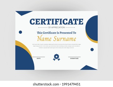 Appreciation and achievement certificate design. Certificate of appreciation template. Modern creative abstract certificate template.