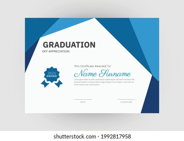 Diseño de certificados de reconocimiento y logro. Plantilla de certificado de apreciación. Plantilla de certificado abstracto creativo moderna.