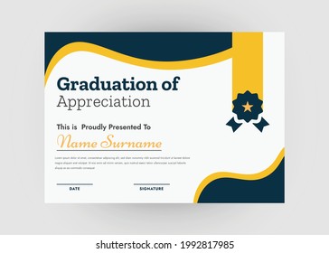 Appreciation and achievement certificate design. Certificate of appreciation template. Modern creative abstract certificate template.