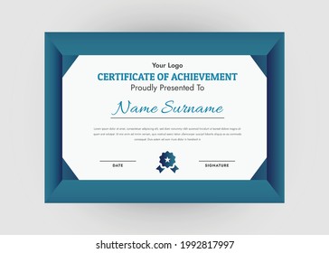 Appreciation and achievement certificate design. Certificate of appreciation template. Modern creative abstract certificate template.