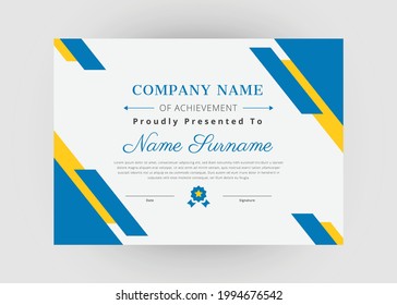 Appreciation and achievement certificate design. Certificate of appreciation template. Modern creative abstract certificate template.