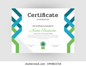 Appreciation and achievement certificate design. Certificate of appreciation template. Modern creative abstract certificate template.