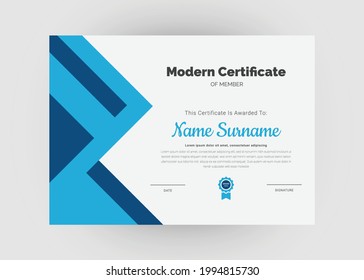 Diseño de certificados de reconocimiento y logro. Plantilla de certificado de apreciación. Plantilla de certificado abstracto creativo moderna.