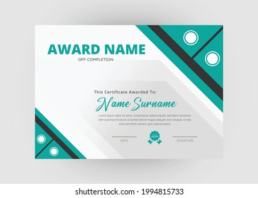 Diseño de certificados de reconocimiento y logro. Plantilla de certificado de apreciación. Plantilla de certificado abstracto creativo moderna.