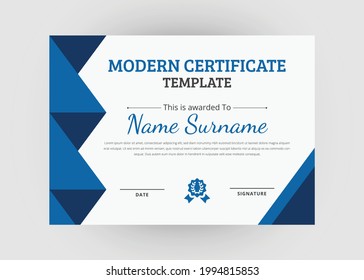 Appreciation and achievement certificate design. Certificate of appreciation template. Modern creative abstract certificate template.
